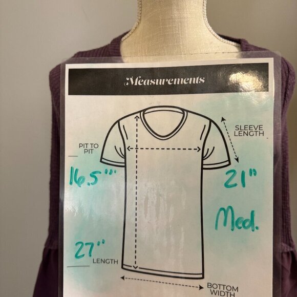 Women's Altar'd State Purple Boho Bell Sleeve Top Mixed Media Fabric. Size M - Picture 5 of 5